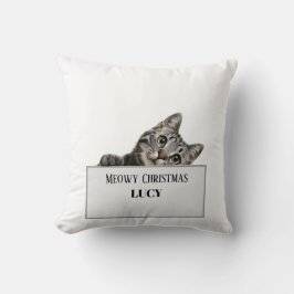 Meowy Christmas Throw Pillow – Holly Paws Holiday  クッション