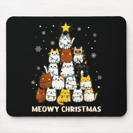 Meowy Christmas Tree Merry Catmas Cat Lover For Me マウスパッド (正面)