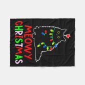 Meowy Christmas Xmas Lights Black Cat Pajamas  フリースブランケット (正面(横))