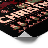 Meowy Christmas Xmas Tree Cat Ugly Sweater Pajamas ポスター (角)