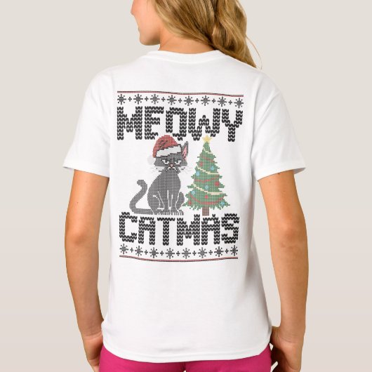 Meowy Christmas Ya Filthy Animal - Ugly Cat Tシャツ (裏面)