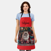 Meowy Exotic Shorthair Cat Christmas Personalized エプロン (着用した状態)