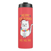 Meowy Kalikimaka Catおもしろいサンタハットクリスマス タンブラー (正面)