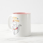 Meowy Kalikimaka Catおもしろいサンタハットクリスマス ツートーンマグカップ (正面左)