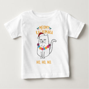 Meowy Kalikimaka Catおもしろいサンタハットクリスマス ベビーTシャツ