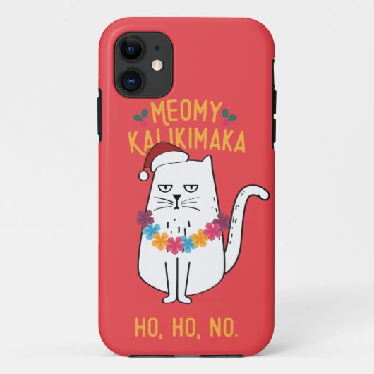 Meowy Kalikimaka Catおもしろいサンタハットクリスマス Case-Mate iPhoneケース (裏面)