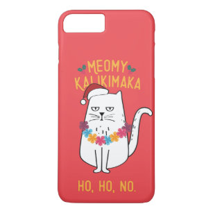 Meowy Kalikimaka Catおもしろいサンタハットクリスマス iPhone 8 Plus/7 Plusケース