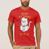 Meowy Kalikimaka Catおもしろいサンタハットクリスマス Tシャツ (正面)