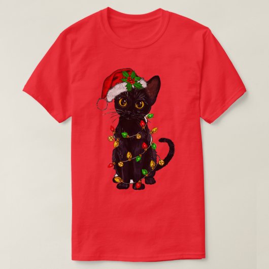 Meowy Merry Catmas Christmas Black Cat Lover Chris Tシャツ (デザイン正面)