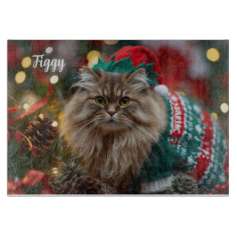 Meowy Norwegian Forest Cat Christmas Personalized  カッティングボード