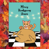Meowy Thanxsgivingディナーおもしろいキャットマンガ 招待状