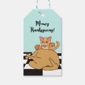 Meowy Thanxsgiving Catおもしろい Turkey Cartoon ギフトタグ (正面)
