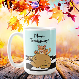 Meowy Thanxsgiving Catおもしろい Turkey Cartoon コーヒーマグカップ