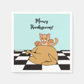 Meowy Thanxsgiving Catおもしろい Turkey Cartoon スタンダードカクテルナプキン (正面)