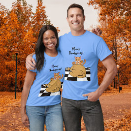 Meowy Thanxsgiving Catおもしろい Turkey Cartoon Tシャツ