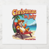 Meowy Xmas Summer Christmas In July Chillin Cool C スパークリングワインラベル (シングルラベル)