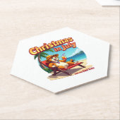 Meowy Xmas Summer Christmas In July Chillin Cool C ペーパーコースター (アングル)