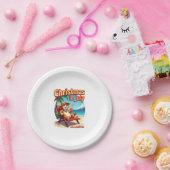 Meowy Xmas Summer Christmas In July Chillin Cool C ペーパープレート (パーティー)