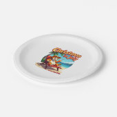 Meowy Xmas Summer Christmas In July Chillin Cool C ペーパープレート (アングル)