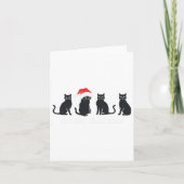 Meowys Christmas Black Cat Santa Hats Present Anim カード (正面)
