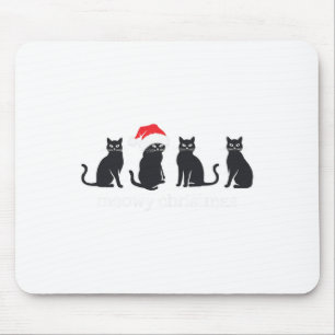 Meowys Christmas Black Cat Santa Hats Present Anim マウスパッド