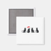 Meowys Christmas Black Cat Santa Hats Present Anim マグネット (正面/裏面)