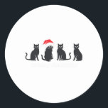 Meowys Christmas Black Cat Santa Hats Present Anim ラウンドシール<br><div class="desc">Meowys Christmas Black Cat Santa Hatsプレゼント動物クリスマス</div>