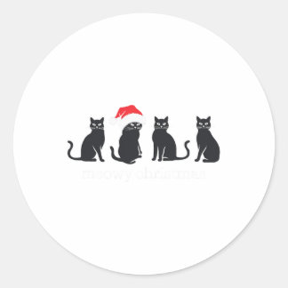Meowys Christmas Black Cat Santa Hats Present Anim ラウンドシール