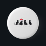 Meowys Christmas Black Cat Santa Hats Present Anim 缶バッジ<br><div class="desc">Meowys Christmas Black Cat Santa Hatsプレゼント動物クリスマス</div>
