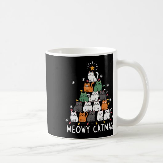 Meowys Christmas Squad Cat Santa Hats Present Anim コーヒーマグカップ (右)