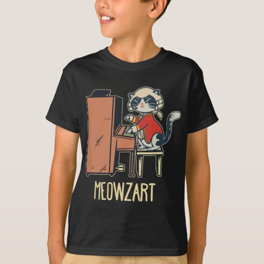 Meowzart A Cute Cat 遊's Piano おもしろい Pianis Tシャツ (正面)