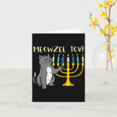 Meowzel Tov Jewish Cat Funny Hanukkah Chanukah Pjs カード (黄色い花)