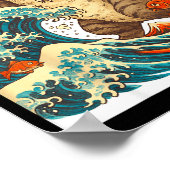 Meowzilla Catzilla Cat Japanese Art Funny For Men ポスター (角)