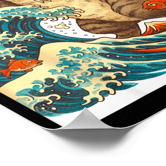 Meowzilla Catzilla Cat Japanese Art Funny For Men  ポスター (角)