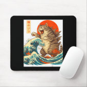 Meowzilla Catzilla Cat Japanese Art Funny For Men  マウスパッド (マウス)