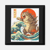 Meowzilla Catzilla Cat Japanese Art Funny For Men  マグネット (正面)