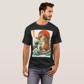 Meowzilla Catzilla Cat Japanese Art Funny For Men  Tシャツ (正面フル)