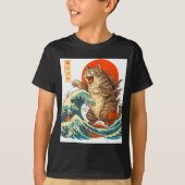 Meowzilla Catzilla Cat Japanese Art Funny For Men  Tシャツ (正面)