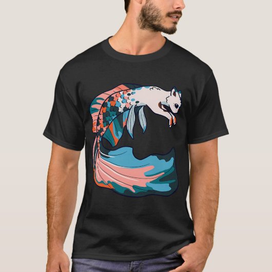 mer-kitty (デザイン1、カラー2/3) tシャツ (正面)