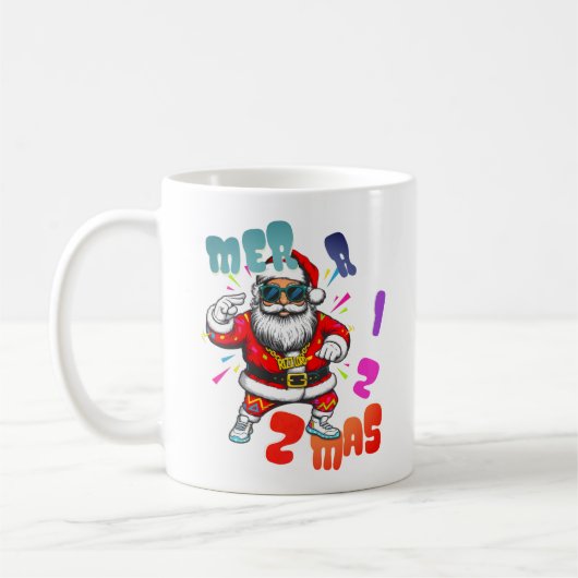 Mer rizz mas - クリスマスRizz おもしろサンタ コーヒーマグカップ (左)