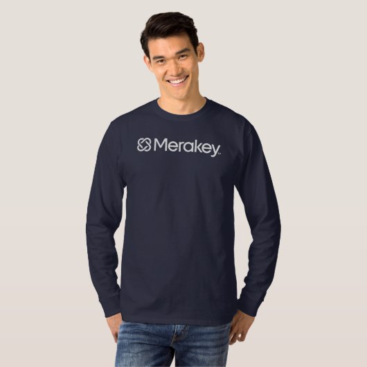 Merakeyのロゴ海軍長袖のTシャツ Tシャツ (正面フル)