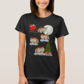 Meranian Dog Santa Sleigh Flying Funny Magical Chr Tシャツ (正面)