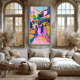 Mercado Callejero: Arte Favista Vibrante キャンバスプリント