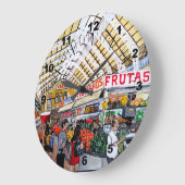 Mercado Central de Valencia Painting by Alfred Fox ラージ壁時計 (傾斜)