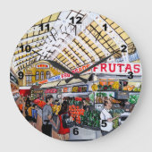 Mercado Central de Valencia Painting by Alfred Fox ラージ壁時計 (正面)