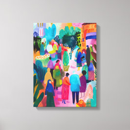 Mercado Cultural: Arte Favista Colorido y Vibrante キャンバスプリント