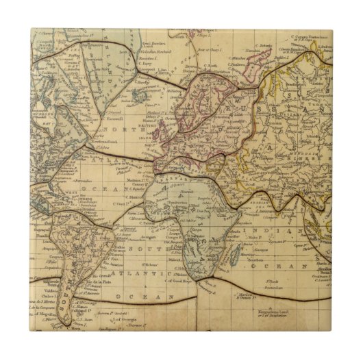 Mercatorsの投射の世界地図 タイル (正面)