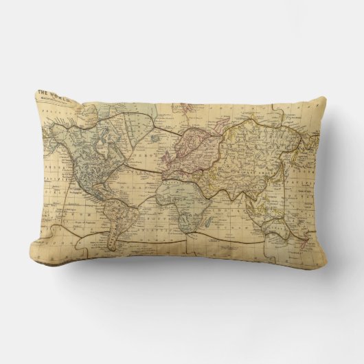 Mercatorsの投射の世界地図 ランバークッション (正面)