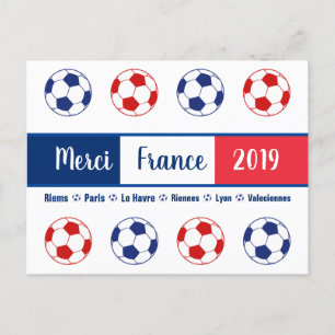 Merciありがとうフランスの女性サッカーボール社会 ポストカード