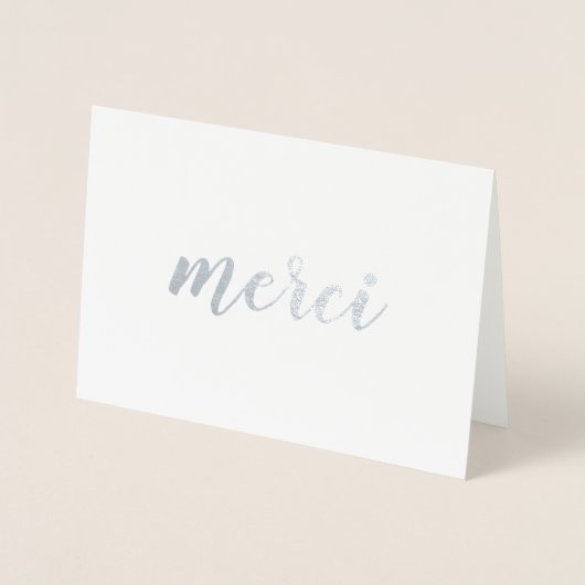 MerciフランスのありがとうBrushstroke Script Silver 箔カード (正面)